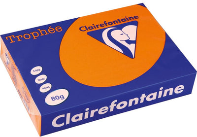 Clairefontaine Trophäe intensiv, farbiges Papier, A4, 80 g, 500 Blatt, leuchtendes Orange