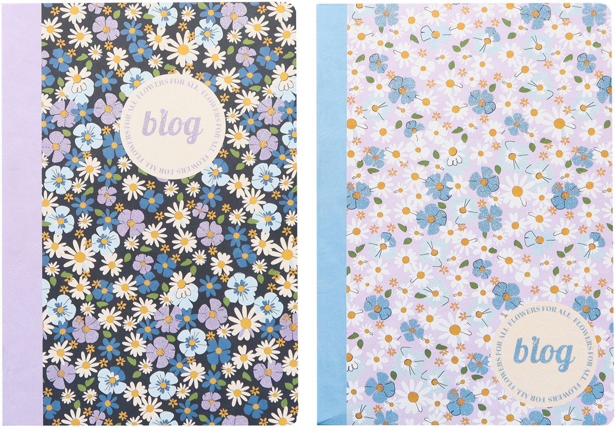 Kangaro-Notizbücher – B'log-Blumen – Größe A4 – mit Diamant 5 mm – 2 Stück – an-123845-a