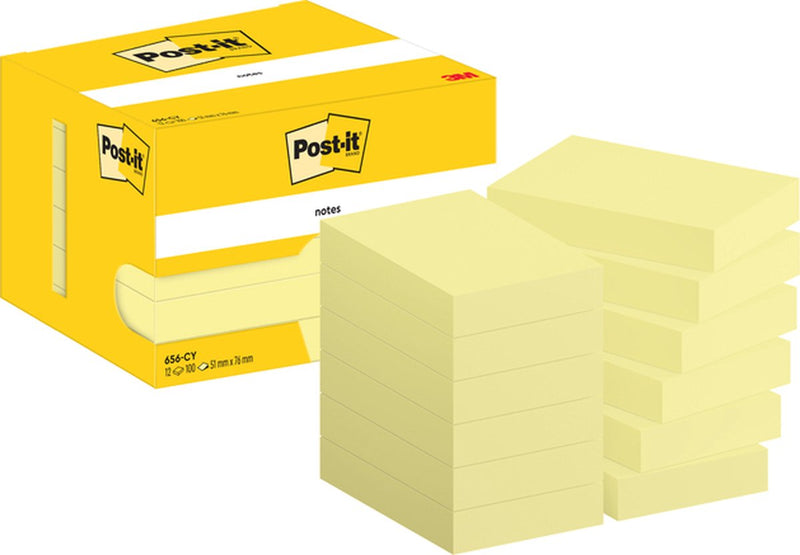 Selbstklebende Haftnotizen Post-it 656-cy 51x76mm einfarbig gelb