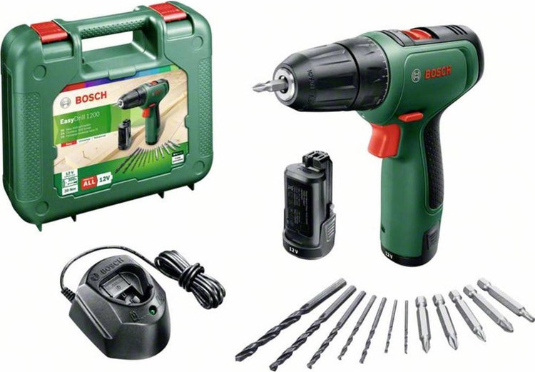 Bosch Easydrill 1200 Akku-Bohrschrauber – mit Doppelschrauberbit und Koffer – mit 2x 12 V Akku und Ladegerät