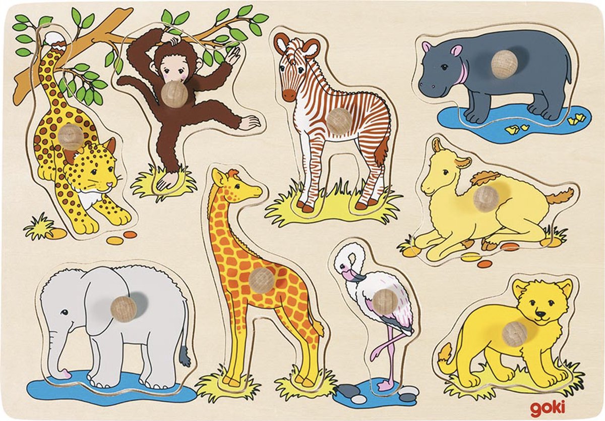 Goki Holz Nick Puzzle Wildtiere, 9dlg.