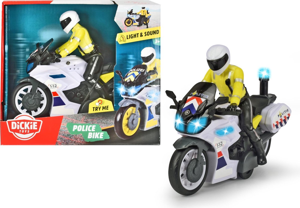Dickie Toys Polizeimotorrad – niederländische Version – 17 cm – Lichtgeräusch – Spielzeugfahrzeug