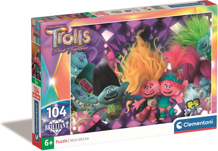 Clementoni - Puzzle 104 Teile Brilliant Trolls 3, Kinderpuzzles, 6-8 Jahre, 20191