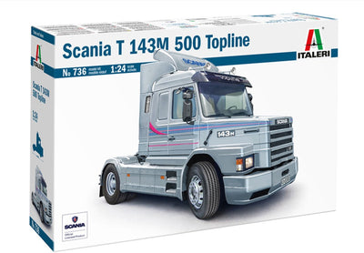 Italeri Modellbausatzauto – 0736 Scania T143M 500 Torpedo Topline 4x2 – LKW-Kunststoff – 1:24 – Modellbau