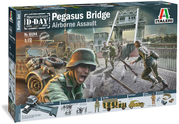 Italeri-Modellbausatz-Diorama – 6194 Pegasus-Brücke – 75. Jahrestag. 1944–2019 – Kampfset aus Kunststoff – 1:72 – Modellbausatz