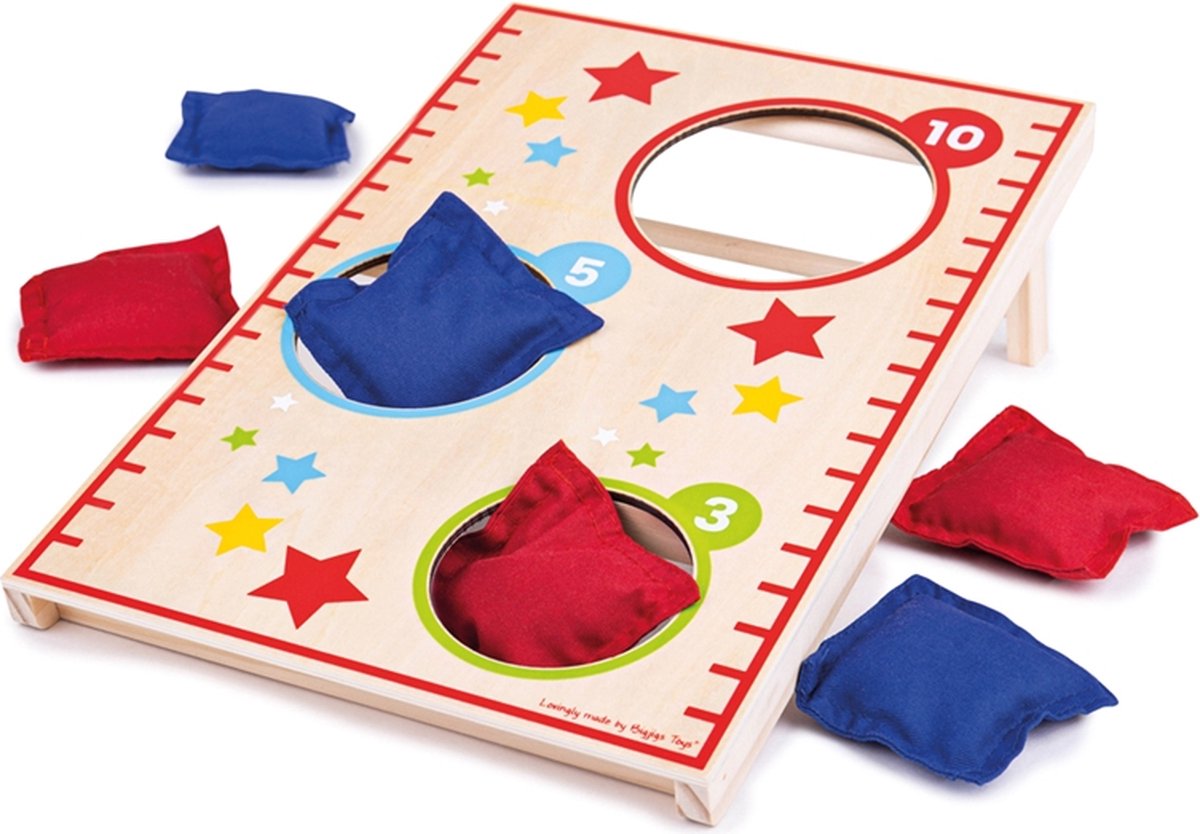 Bigjigs Holz werfen Spiel mit Taschen