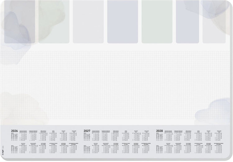 Sigel Schreibtischunterlage – Größe A2 – Pastell – mit Kalender 2026 2027 2028 – abgerundete Ecken – si-h6312