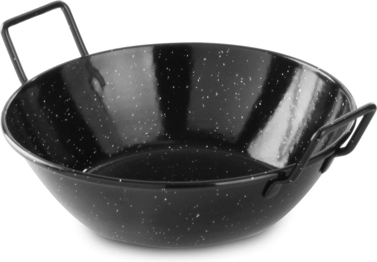 Hendi emaillierte Paellaschalen – tiefes Modell – ⌀205 x (h) 57 mm – für verschiedene Herdarten geeignet – spülmaschinenfest