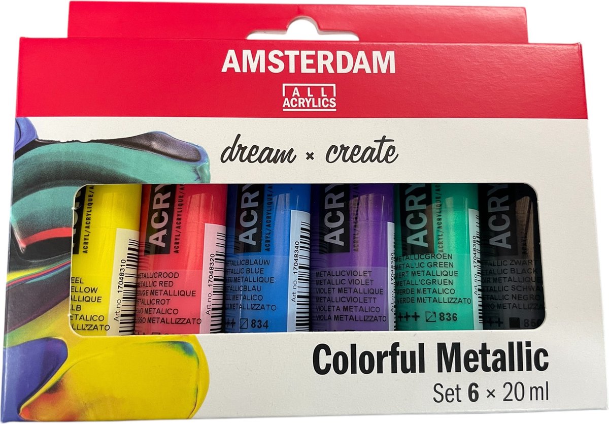 Bruynzeel Amsterdam Standard-Serie Acrylfarbe bunt metallic Set 20ml, 6-tlg.