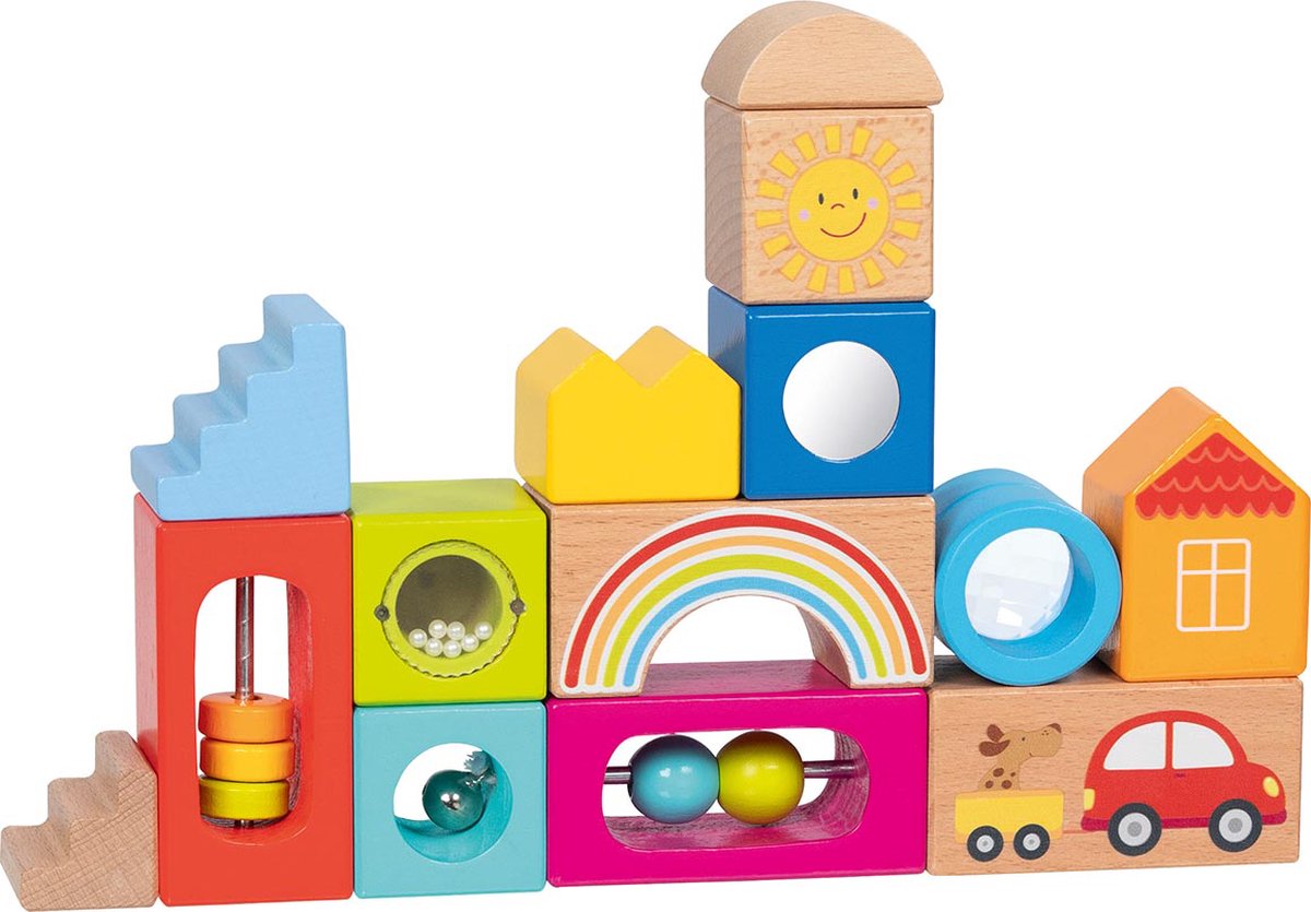 Goki Bausteine – Erkundung – 14 Teile – Holz und Metall – 1 Jahr