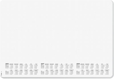 Sigel Schreibtischunterlage – punktliniert – weiß – Größe A2 – mit Kalender 2026 2027 2028 – mit runden Ecken – si-h6301