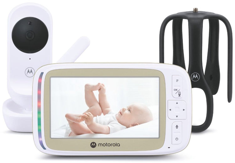 Motorola VM45 connect – Babyphone mit WLAN-Kamera und 5-Zoll-Monitor | HD-Bild mit 720p, Zwei-Wege-Kommunikation, Temperaturregelung, Sterngriff zur Befestigung an der Wiege, Kindergarten-App, Reichweite bis zu 300 m