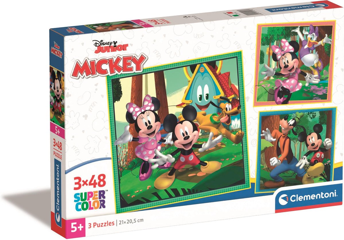 Clementoni Jigsaw Puzzle Super Color Square Mickey und Freunde, 3x48st.