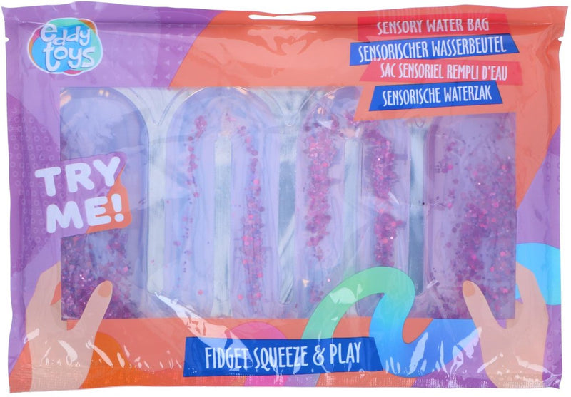 Eddy Toys Sinnesspielzeug Wasserbeutel – Sinneswasserbeutel mit Glitzer – Zappelspielzeug für Kinder – Stressspielzeug Kinder – Quetschspielzeug – 1 zufälliges Set