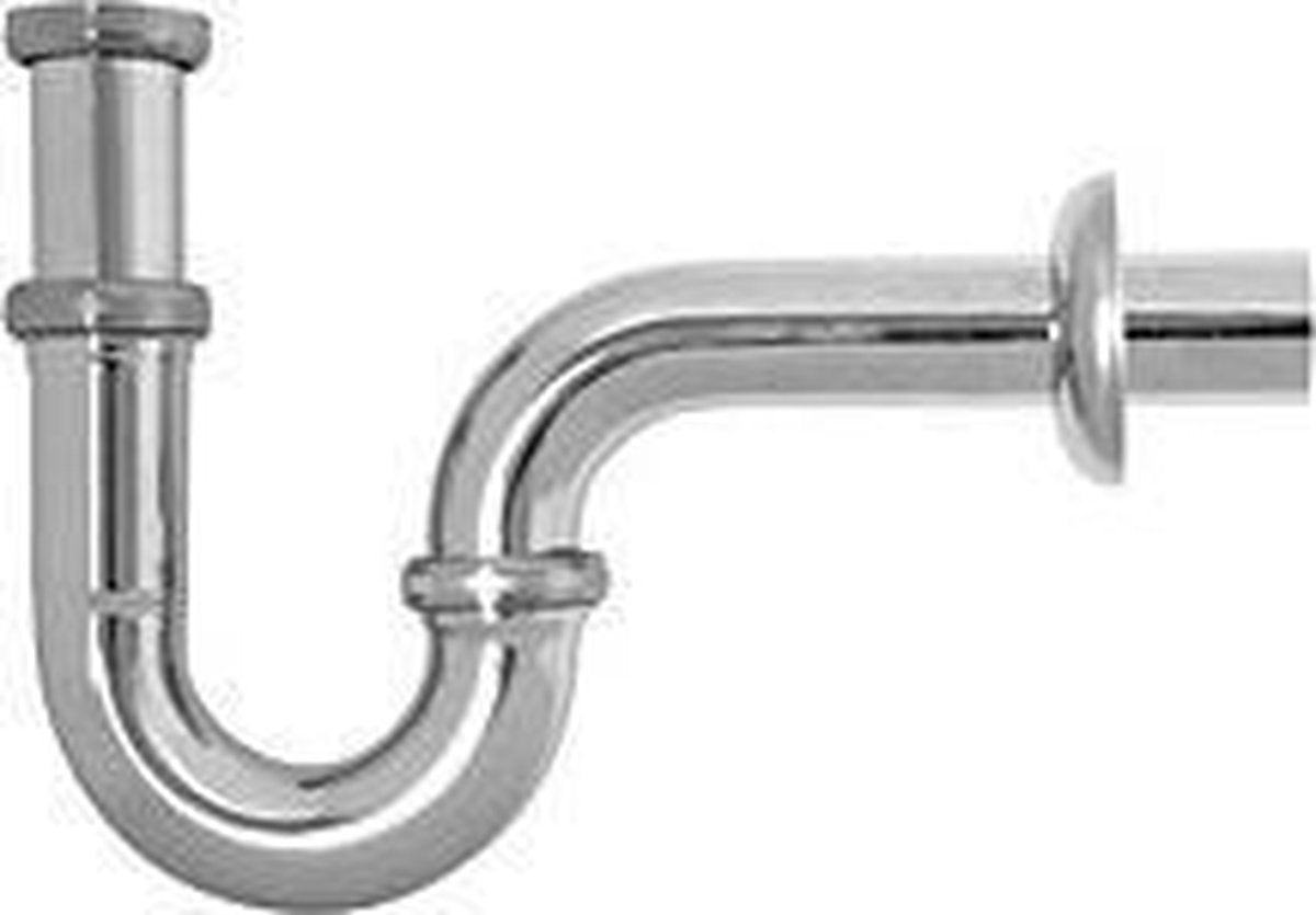 Zangenrohrsiphon - mit Wandrohr und Rosette - 5 4 - Chrom