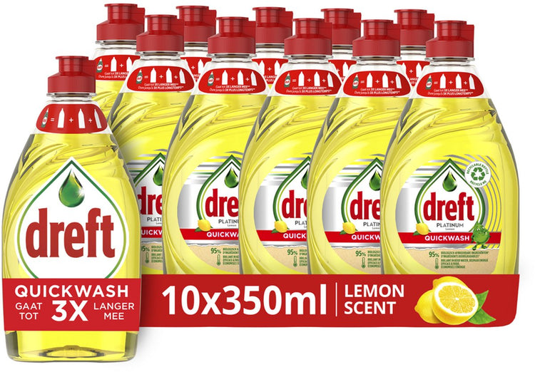 Dreft Platinum Quickwash Liquid Geschirrspülmittel – Zitrone – Vorteilspack 10 x 350 ml