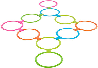 Eddy Toys Hopse-Ringe-Set 20-teilig – ø27,5 cm – Hopse-Ringe-Set mit 10 Ringen und 10 Verbindungsstücken – Kinder-Hopse-Ringe für draußen – Hopse-Ringe aus Kunststoff – verschiedene Farben
