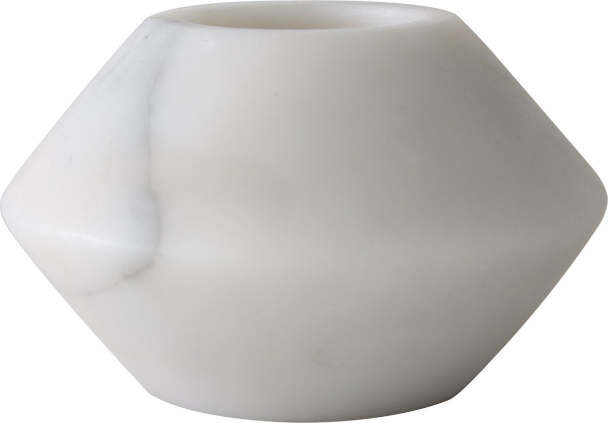 Zweig-Design-Teelicht Maysa 3 – Marmor – 12 x 7 cm – weiß