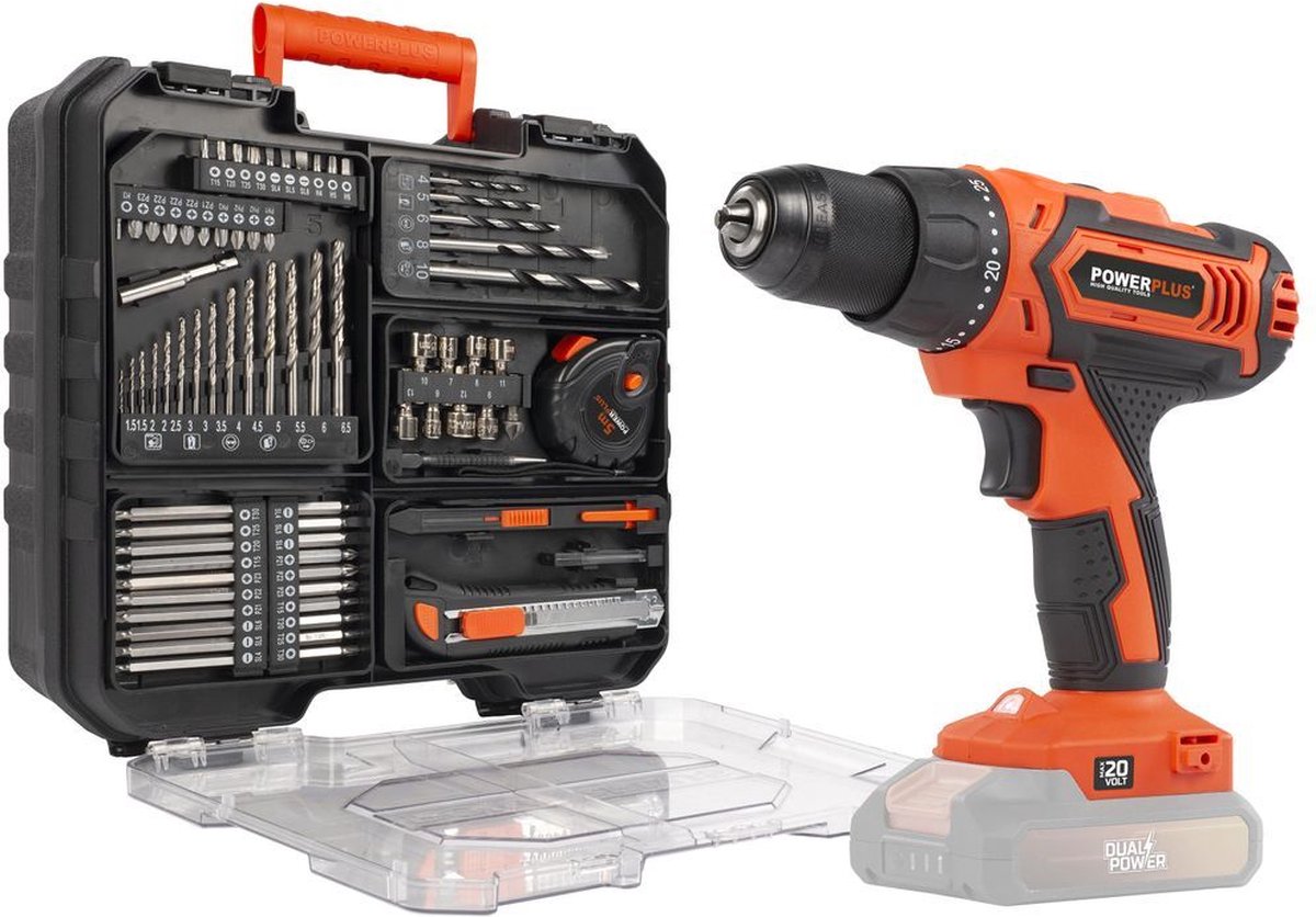 Powerplus – Dual Power – powdp15110 – 20 V – gebürstet – Schraubendreher – 20 V – 78 Acc. - exkl. Akku und Ladegerät
