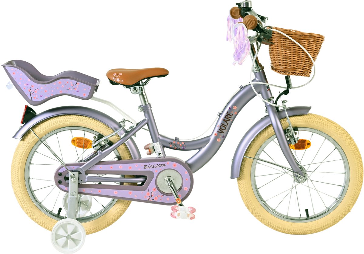 Volare Blossom Children's Bicycle Girls 16 Zoll lila zwei Handbremsen