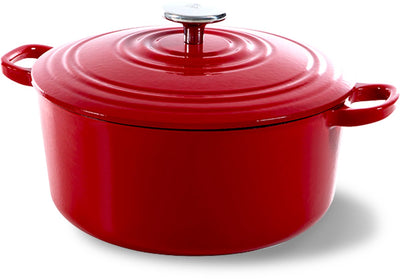BK Bourgogne-Bratpfanne 24 cm – 4,2 l – ohne PFAS-freie Antihaftbeschichtung – Induktionsbratpfanne – ofenfest bis 230 °C – emailliertes Gusseisen – Chili-Rot