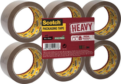Scotch-Verpackungsband, schwer, flach verpackt, 6 Rollen, braun, 50 mm x 66 m, PP 237