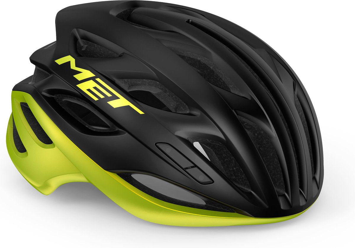 Mit Estro Mips Fahrradhelm Herren Damen – Rennradhelm Erwachsene – Größe L (58–61 cm) – Schwarz Limettengelb Allic Matt glänzend