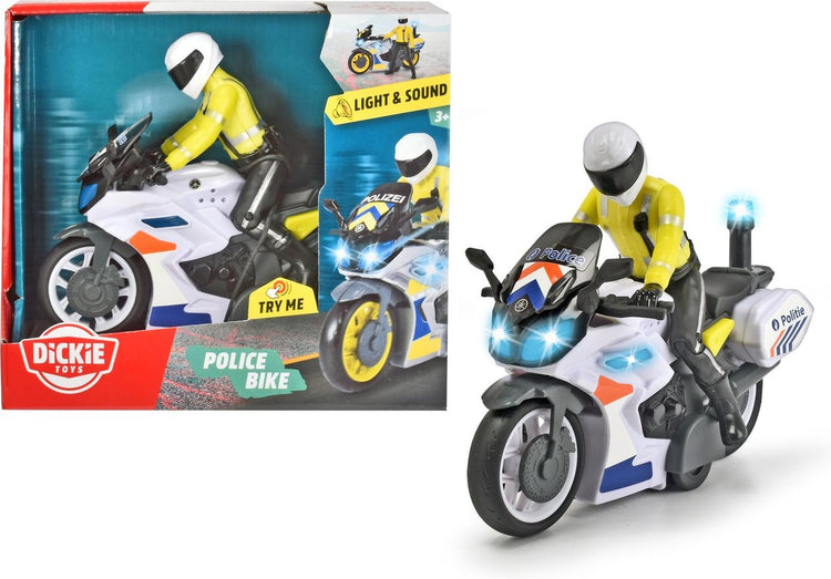 Dickie Toys Polizeimotorrad – Belgische Version – 17 cm – Lichtsound – Spielzeugfahrzeug
