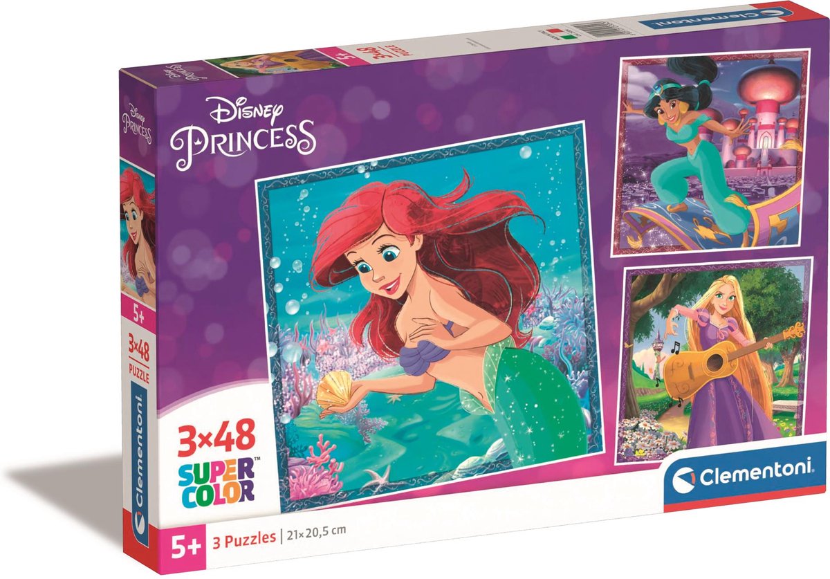 Disney Leg Puzzel Super Color Square Prinzessin, 3x48st.