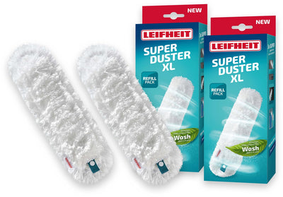 Leifheit Superduster Staubwedel XL Nachfüllung – Mikrofaser – 56 cm – waschbar 50x – Set mit 2 Ersatztüchern