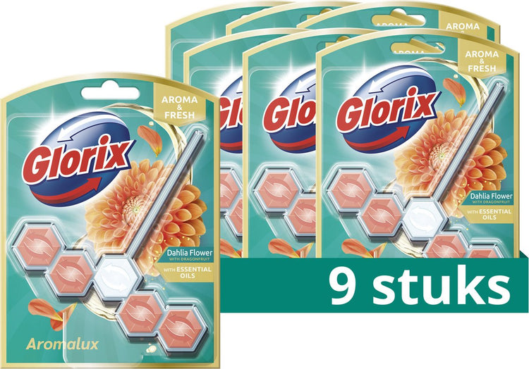 Glorix - Toilettenblöcke - Dahlienblüte Drachenfrucht - 9 Stück - Vorteilspack