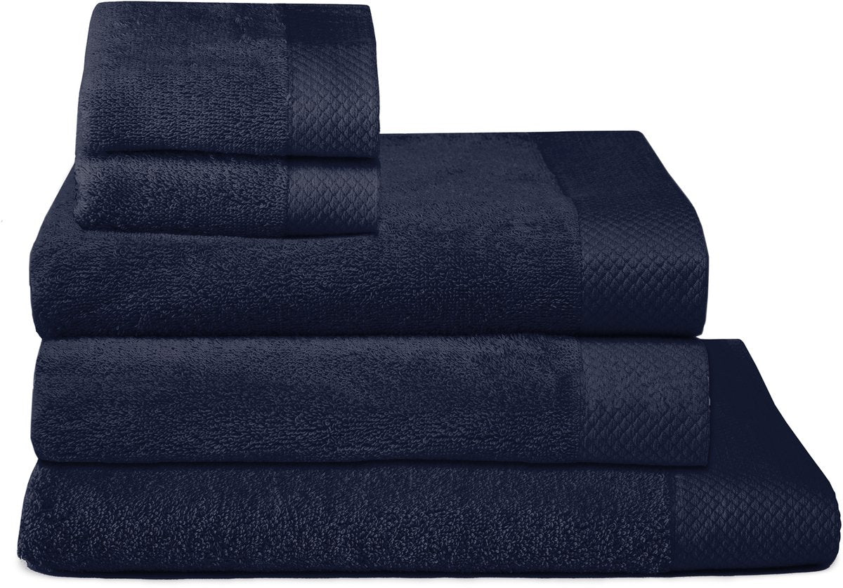 Seepferdchen-Kombinationsset Pure 5-teiliges Badtextilien-Set Indigo (2xgd+2bd+1xdl)