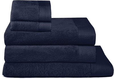 Seepferdchen-Kombinationsset Pure 5-teiliges Badtextilien-Set Indigo (2xgd+2bd+1xdl)