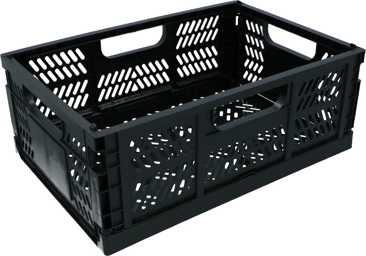 Dresco Fahrradkiste - kompakt faltbar - für Vorderradträger, Bäckerträger oder Gepäckträger - 17 Liter - 43x29x16 cm - perforierter Boden