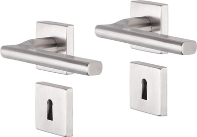 Impresso Kirby Hocker mit 2x Rosette SL quadratisch aus Edelstahl bezogen