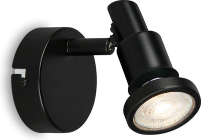 Briloner – LED-Badezimmerbeleuchtung – Wandleuchte mit GU10-Fassung – IP44-Spot – drehbar, neigbar – schwarz – 4 W