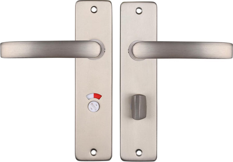 Starx Türgriff Silber – Edelstahloptik – Türbeschläge – Türschild mit WC-Schloss (WC63 – 8) – Türgriffblock