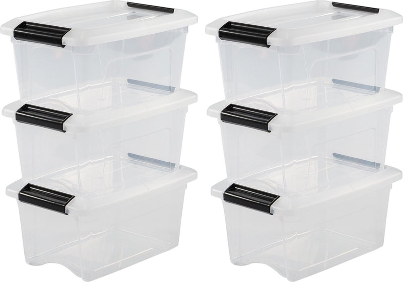 Iris neue Topbox-Aufbewahrungsbox – 5 l – Kunststoff – transparent schwarz – 6er-Set