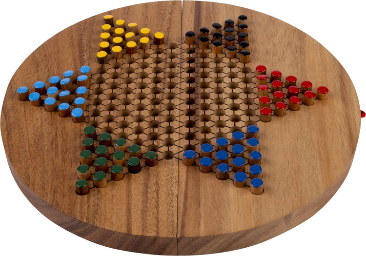Engelhart Chinesische Dame rund - Größe XL - Strategiespiel aus Holz - 2 bis 6 Spieler - Star Halma Brettspiel -
