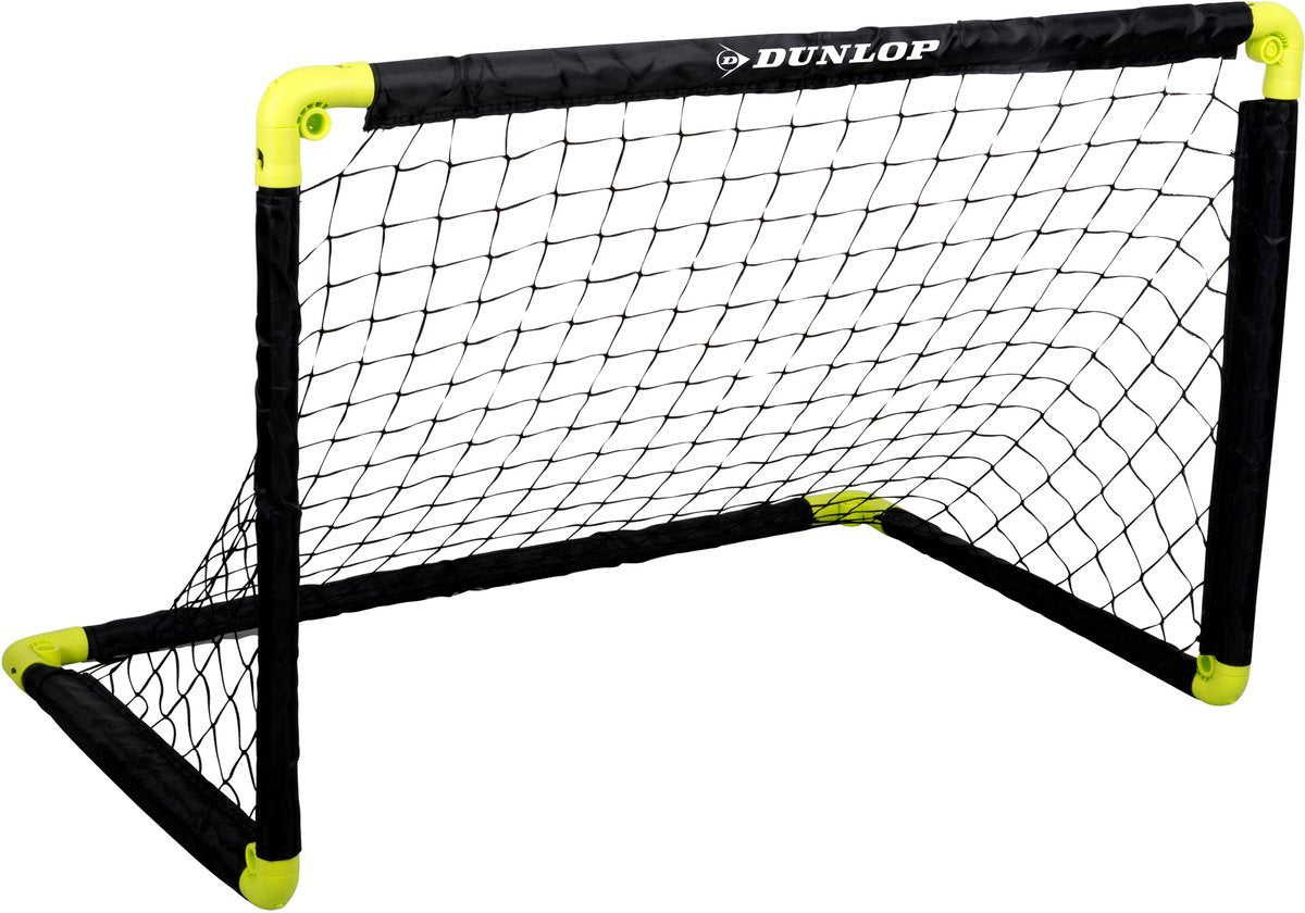 Dunlop Fußballtor – Fußballtor 90 x 59 x 61 cm – faltbares Fußballtor – leicht zu verstauen – Fußball-Trainingstor für Kinder und Erwachsene – Kunststoff – Schwarz Gelb
