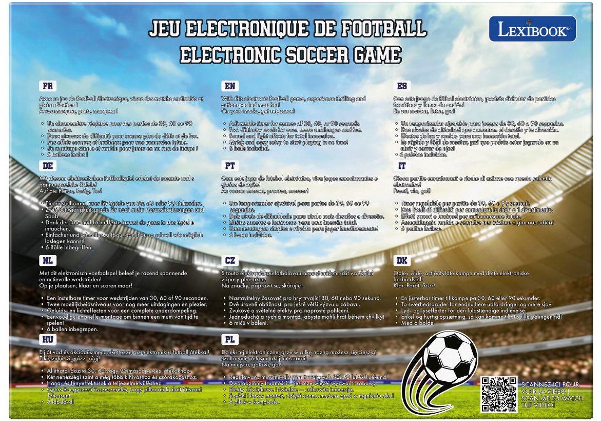 Lexibook elektronisches Fußballspiel mit Beleuchtung und Sound für 2 Spieler