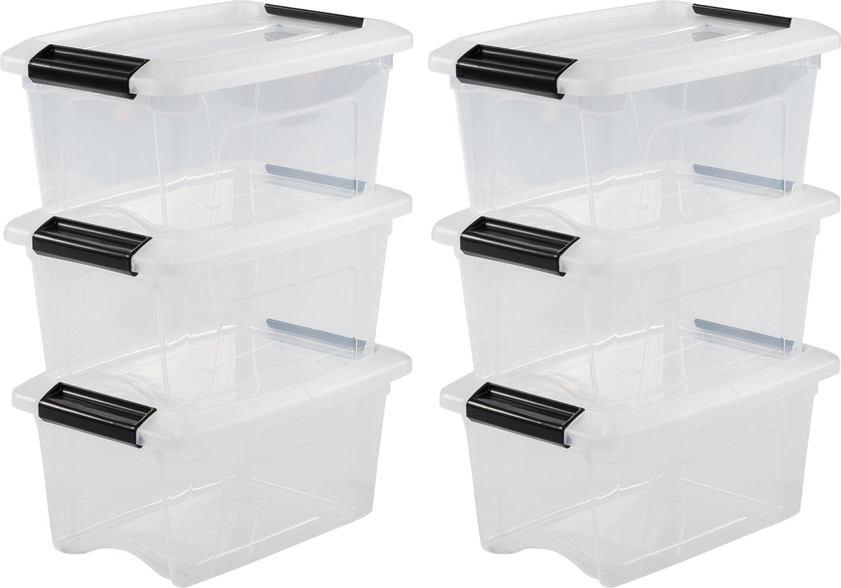 Iris neue Topbox-Aufbewahrungsbox – 5 l – Kunststoff – transparent schwarz – 6er-Set