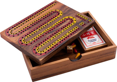 Engelhart Cribbage – Kartenspiel aus Holz mit Brett – Akazienholz – 52 Kartennadeln – klassisches Spiel –