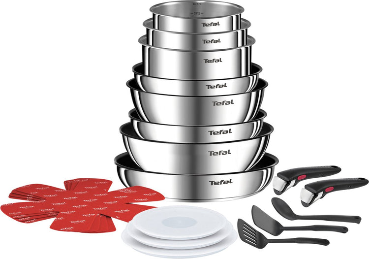 Tefal Ingenio Emotion On Pfannenset – 20-teilig – für alle Herdarten geeignet – Edelstahl – Induktionspfannenset – stapelbar