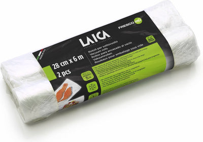 Laica vt3509 – Vakuumfolie – Vakuumiergerät-Zubehör – Größe 28 x 600 cm – Set mit 2 Rollen Vakuumfolie