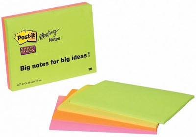 Besprechungsnotizen Post-it 6845-ssp 203 x 152 mm, sortiert, neonfarben, extra groß, 45 Blatt