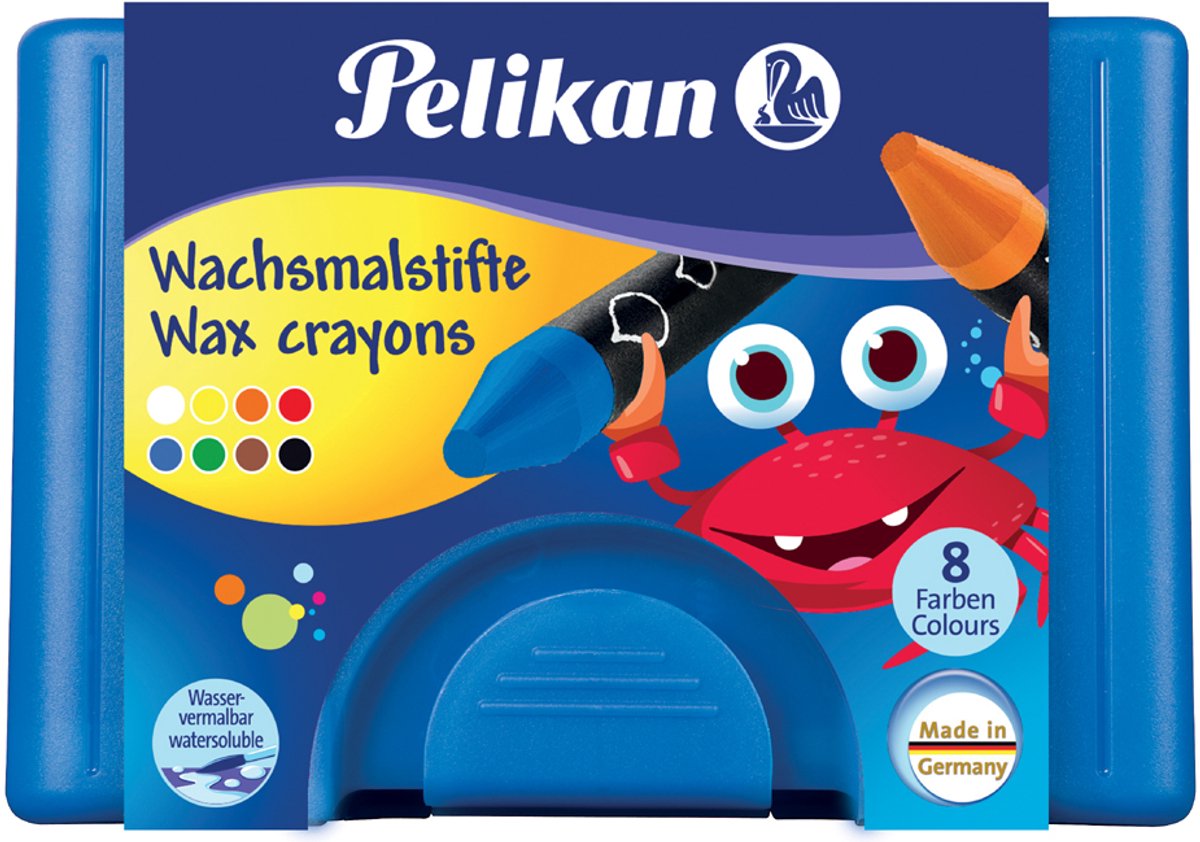 Pelikan Wachsmalstifte – rund – wasserlöslich – 8 Farben