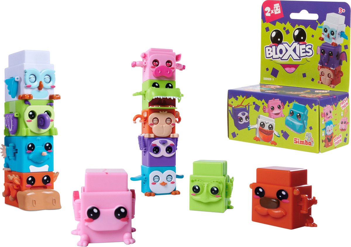 Simba - Bloxies - Welle 1 - 2 Teile - Sammelfiguren - Stapelturm - lustige Tiere - Bausteine