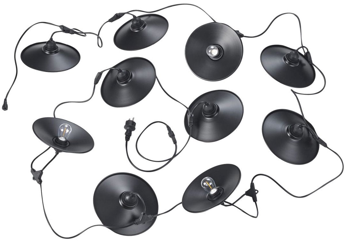 Rl lebe deine leichte Reality-Kette - Lichterkabel - schwarz matt - inkl. 10x E27 1W - nicht für externen Dimmer geeignet - Wand- und Deckenmontage - Außenbeleuchtung - IP44