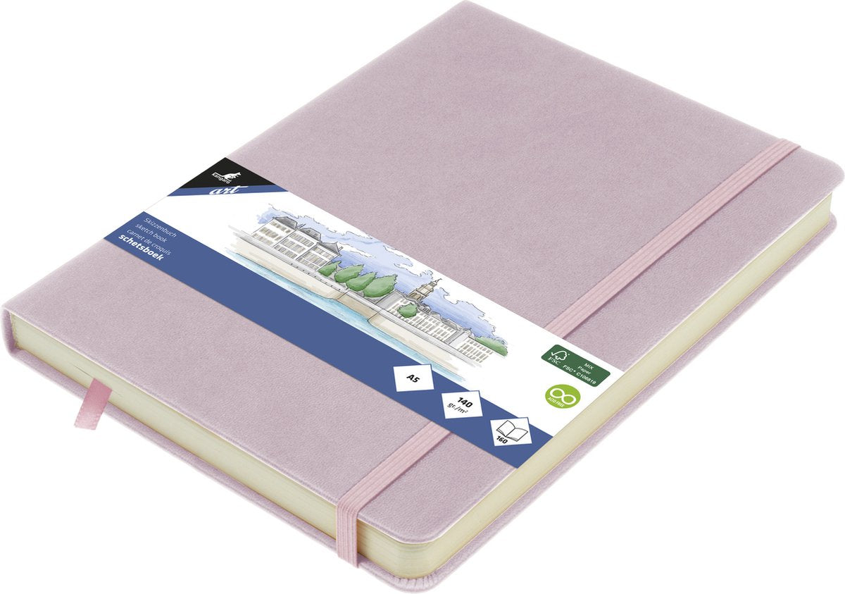 Kangaro-Skizzenbuch – A5 – Violett – PU-Hardcover – mit Gummiband und Band – K-861223